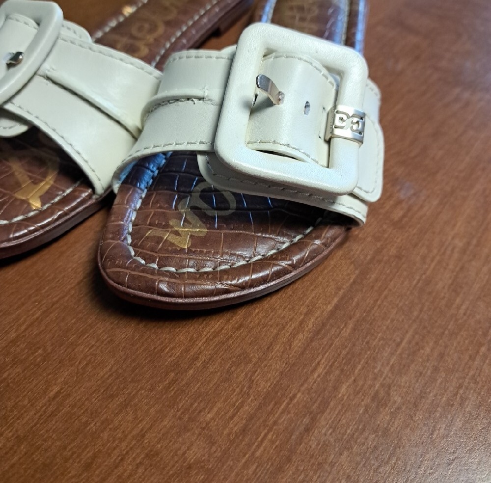 Sam Edelman Cream Slide Sandals with Buckle Detail 6.5 - Picture 2 of 5